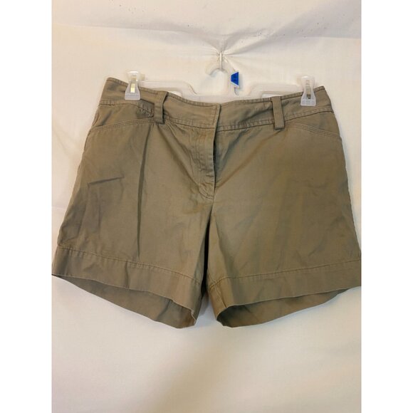 ANN TAYLOR WOMENS SIZE 12 SIGNATURE FIT TAN CHINO SHORTS WALKING Large L - Picture 1 of 2